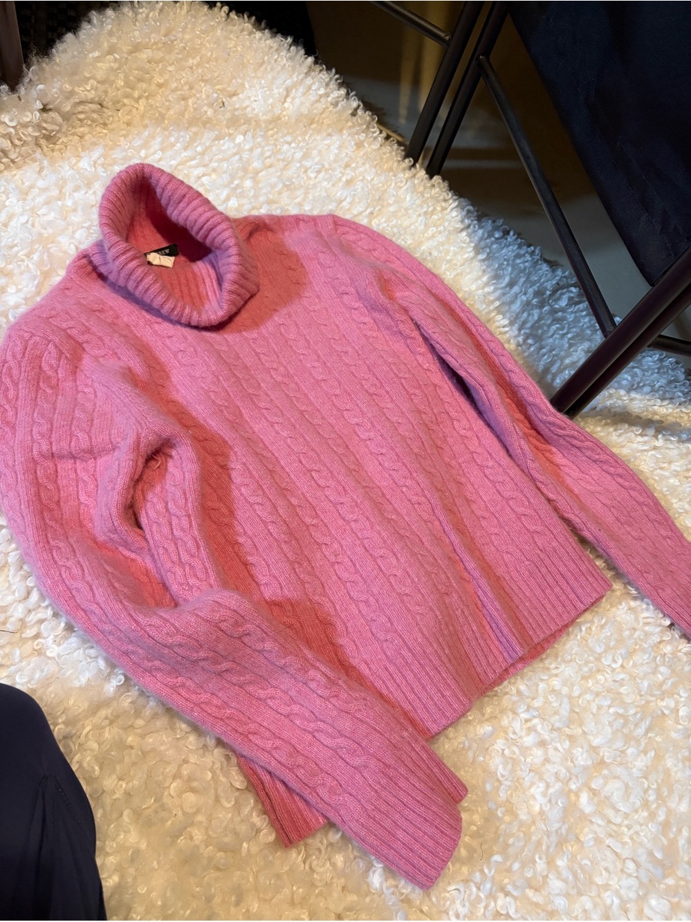 J. Crew Pink Cable Turtleneck Sweater
